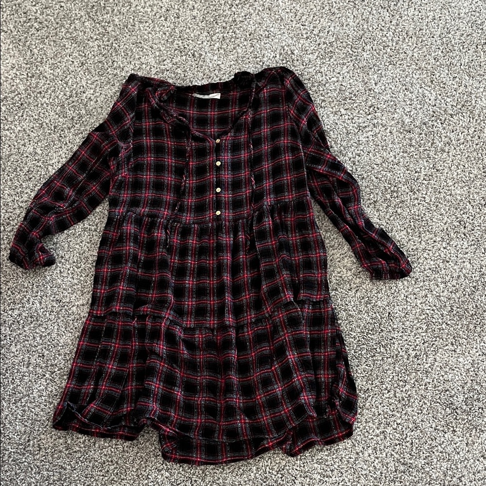 LOFT Red and Black Plaid Dress